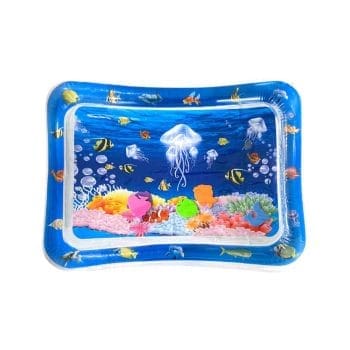 MIMU Baby Inflatable Cushion Square Play Mat for Tummy Time Jellyfish and Sea Graphics