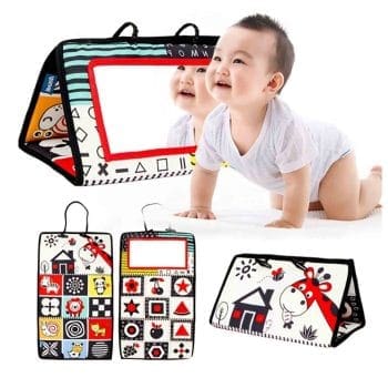 Black and White, Red Color Newborn Mirror Baby Tummy Time Toys High Contrast Activity Sensory Development