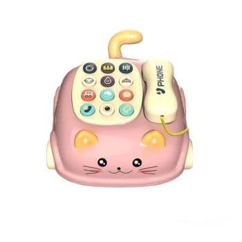 Cat Pull Wired Telephone 3-in-1 Musical Toys Montessori Preschool Educational Interactive Learning Toy