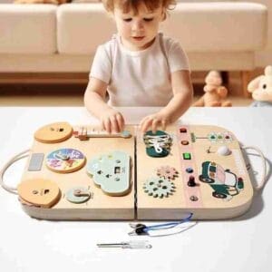 Montessori Wooden Busy Board Toolbox Toy